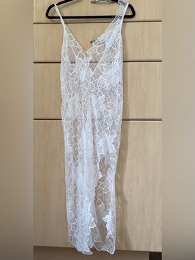 La Perla White Lace Slip Dress